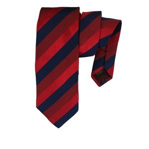 DAKS Red Striped Silk Tie ENGLAND 59"/ 3.5" EC